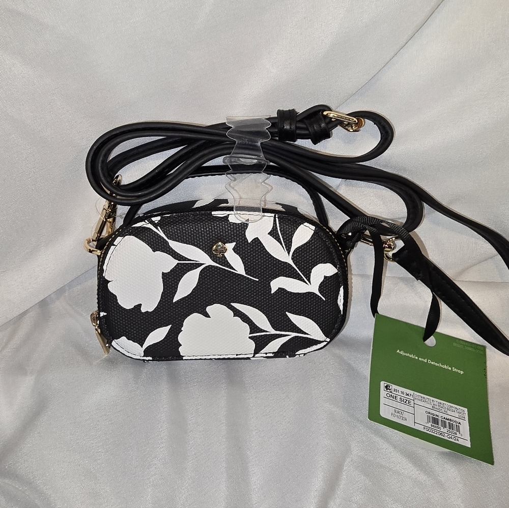Black and White Floral Crossbody Bag